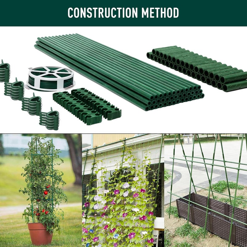 MAXPACE 125pcs Garden Stakes Kit: Includes 40 Sets of Fiberglass Plant Sticks Supports & Accessories for DIY 4ft, 5ft, 6ft, 7ft Stakes for Tomato, Vegetables, Indoor & Outdoor Gardening Supplies - Image 5